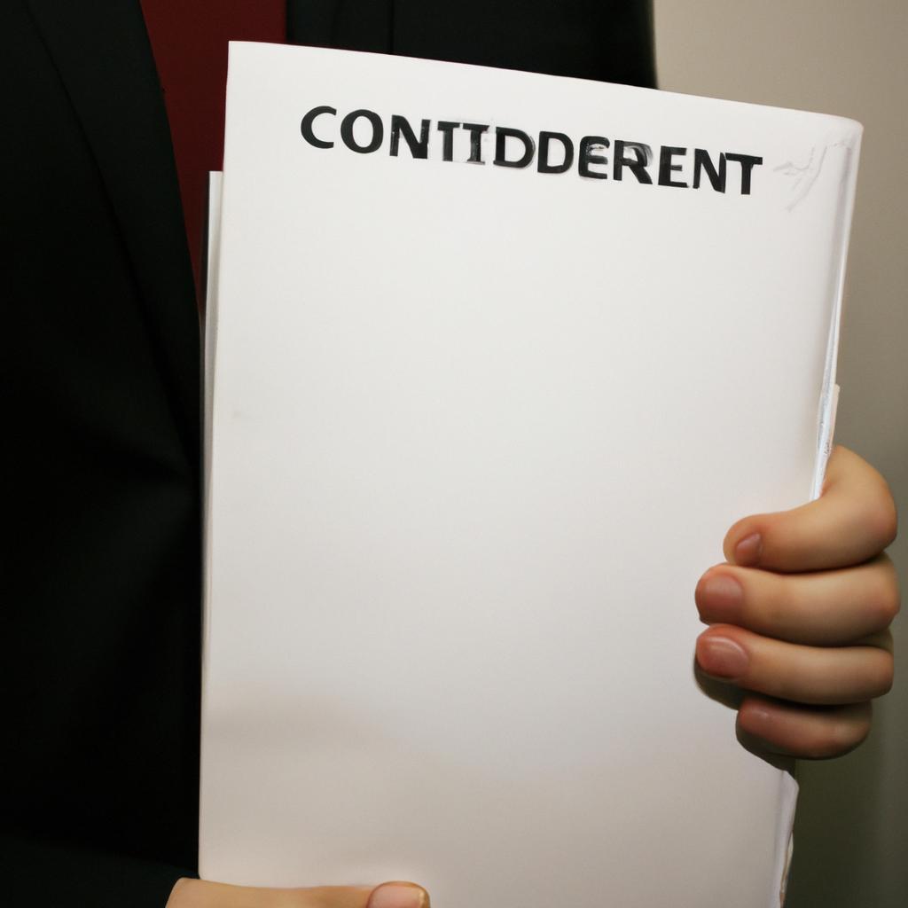 Person holding confidential documents discreetly