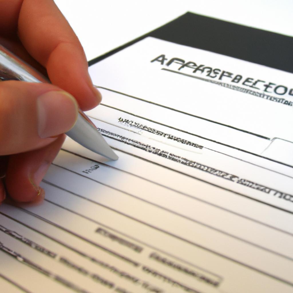 Person filling out application form
